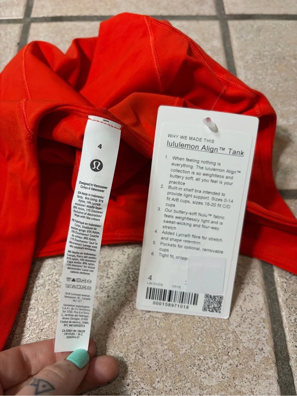 NWT Lululemon Align Tank Top (Cherry Ember) Size 4
